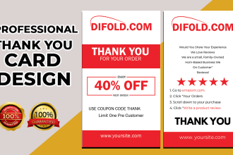 design custom amazon thank you card, product feedback and package insert