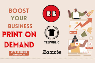 upload products on redbubble, zazzle, and teepublic