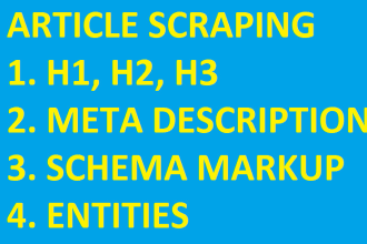 do article scraping  h tags, meta description, schema markup
