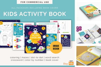 create unique kids activity books, worksheets for children