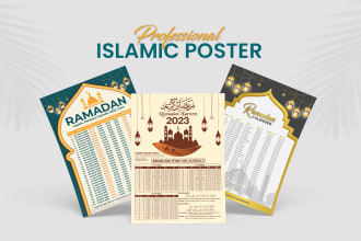 design ramadan calendar, islamic flyer, poster, and brochure