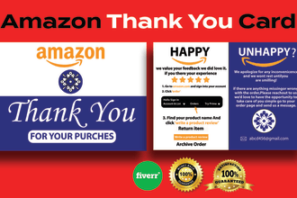 do amazon thank you card, product insert, package insert and gift card design