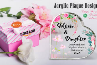 do acrylic plaque gift design and message card for shineon, etsy, shopify, etc