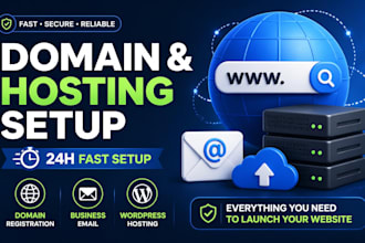 register domain, setup dns, email and wordpress hosting