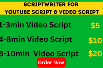 be scriptwriter to write youtube script, video script for your channel