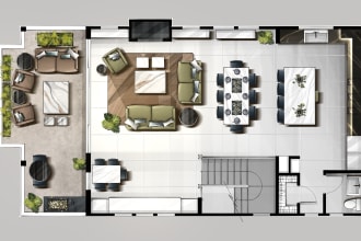 draw a 2d colored floor plan