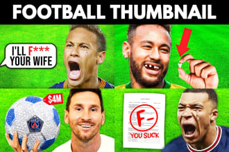 design eye catchy football or soccer youtube thumbnails