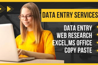 data entry, excel, pdf, typing, copy paste and convert