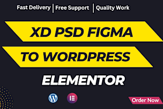 convert sketch, xd, figma to wordpress, PSD to wordpress elementor
