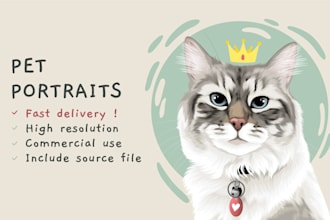draw your pet dog cat and other into a cool cartoon portrait