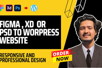 transform figma to wordpress , xd to wordpress , psd to wordpress with elementor