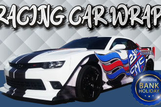 create pro racing car wrap, vehicle wrap, van wrap and any you want