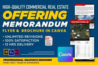 design a commercial real estate offering memorandum, flyer and brochure in canva