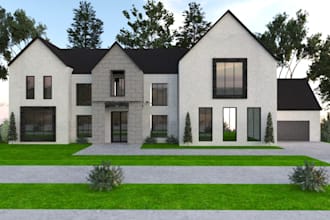 create 3d exterior home elevation rendering by 3d max