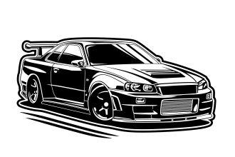 draw your car into black and white vector art