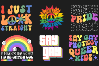 do custom pride lgbtq gay lesbian retro wavy t shirt design