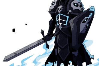 create a unique knight or fantasy character design illustration