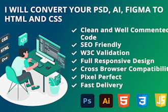 convert psd to html, ai to html, figma to html, xd to html