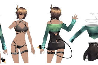 draw anime design for vtuber, game character, oc, etc