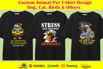 create an amazing pet t shirt design like dogs cat and other
