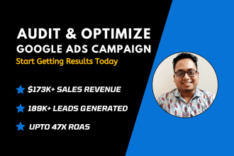 audit, optimize and manage KPI focused google ads campaign