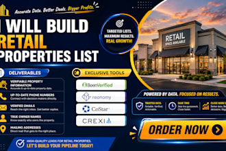 build list of retail properties with skip tracing
