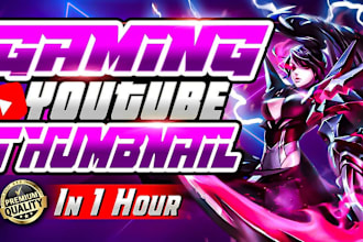 design clickbait gaming youtube thumbnail in just 1 hour