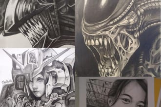 draw portrait pencil sketches, illustrations, and fanart