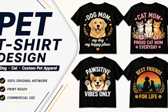 create custom pet t shirt designs for etsy printify and pod stores