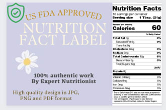 design authentic fda approved nutrition fact label and supplement label packing