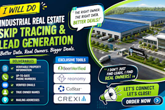 do industrial real estate skip tracing and lead generation