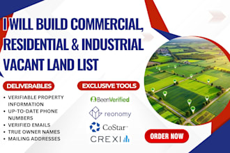 build commercial, residential or industrial vacant land list