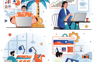 create flat vector illustrations for apps, web, social media