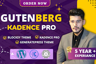 customise or design gutenberg website, kadence, blocksy,generatepress theme