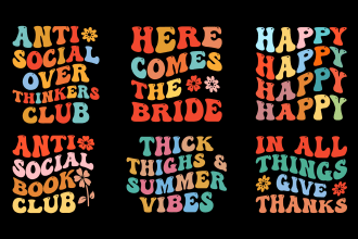 do retro wavy typography svg t shirt design within 4 hours