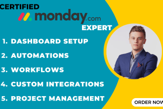 setup monday CRM automation, integrations, dashboard for you