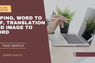 do typing, PDF to word, image to word and translation