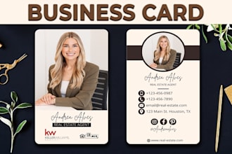 design real estate business card with photo for realtor
