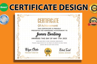 do any professional certificate template, diploma, award, certificate design
