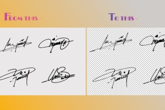 vectorize and trace hand drawn signature in png transparent background