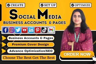 create and set up your social media accounts and setup facebook business page