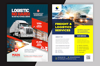 design trucking, logistics, transports, dispatch, freight broker flyer