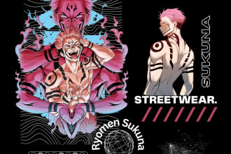 create anime abstract streetwear t shirt design
