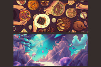 create a customized illustration banner header for youtube