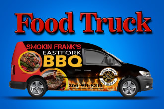 design stylish food truck wrap, food trailer wrap, or food van wrap