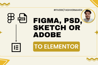 convert your PSD, figma to elementor responsive website