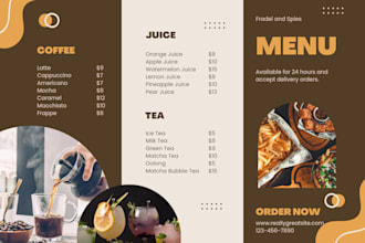 design attractive food flyer, restaurant menu in 12 hour