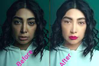 do high end skin retouching and photoshop editing