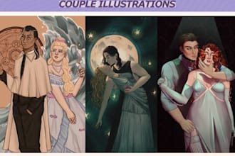 draw an oc couple illustration in my style