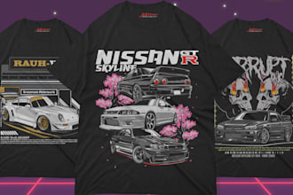 draw a jdm car vector illustration for t shirt design